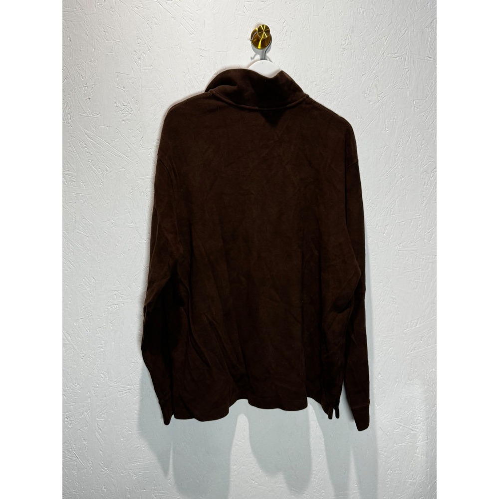 Polo Ralph Lauren Mens XXL Brown 100% Cotton Quarter Zip Pullover Sweater Pony - Picture 2 of 3